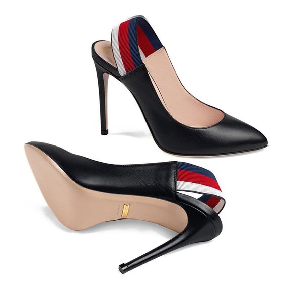 Gucci Sylvie Leather Slingback Pumps in Black NEW IN BOX WITH SHOE BAG - Picture 7 of 8